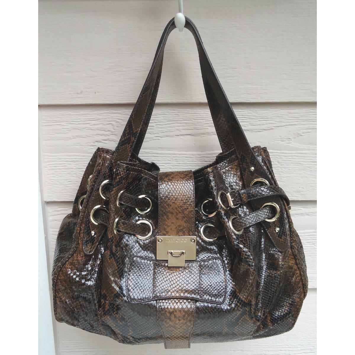 Jimmy Choo Ramona Large Snake-embossed Leather Shopper Browns