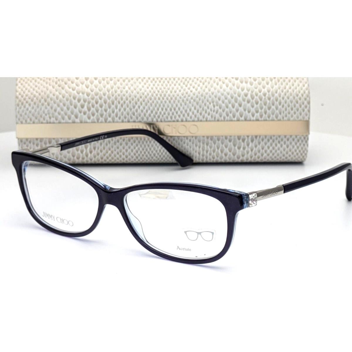 Jimmy Choo JC273 Joo Blue Glitter Rectangle Womens Eyeglasses 53mm