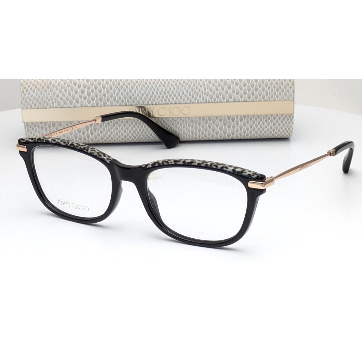 Jimmy Choo JC248 FP3 Black Rose Gold Black Leopard Cat Eye Women Eyeglasses 53mm