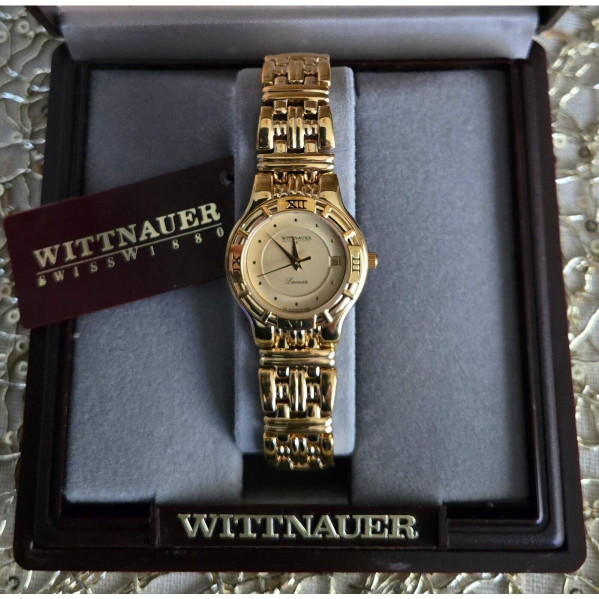 Gold Tone Wittnauer Laureate Men`s Ladies Dress Date Watch 11B0