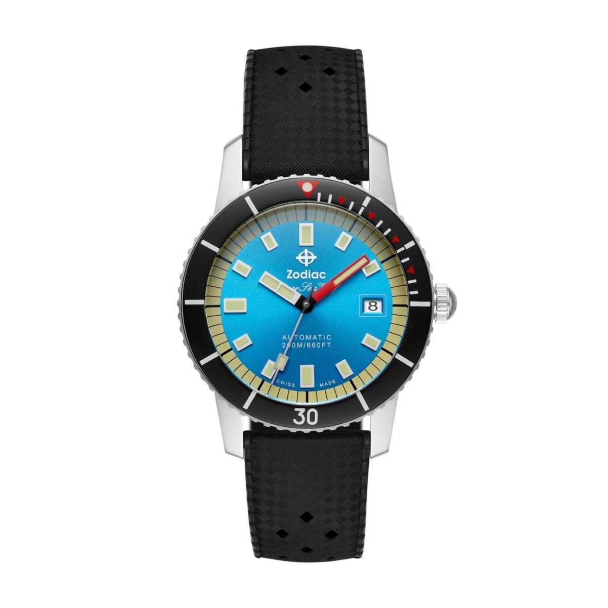 Zodiac ZO9275 Super Sea Wolf Steel 40 mm Rubber Diver Automatic Men`s Watch