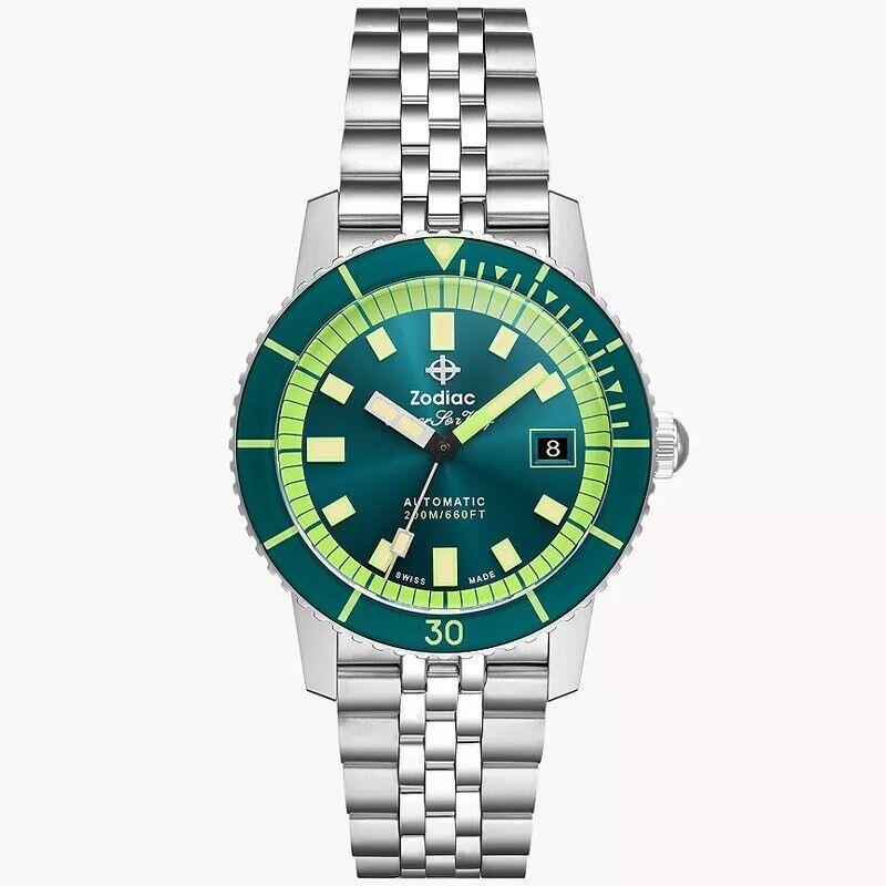 Zodiac Super Sea Wolf Compression Emerald Green Dial Men`s Watch ZO9310