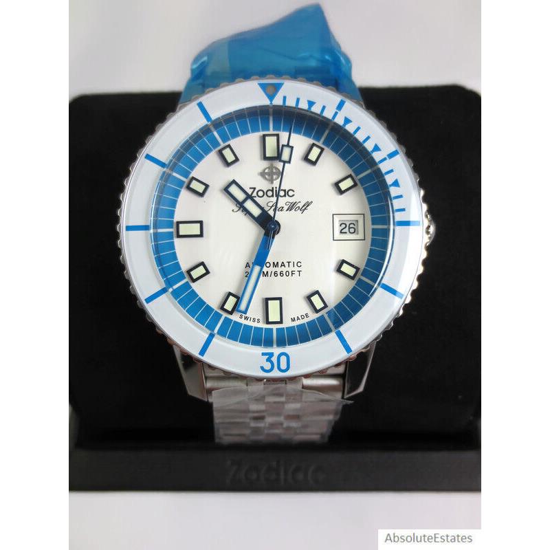 Zodiac Super Sea Wolf 53 Compression Automatic Silver Whitecap Watch ZO9291