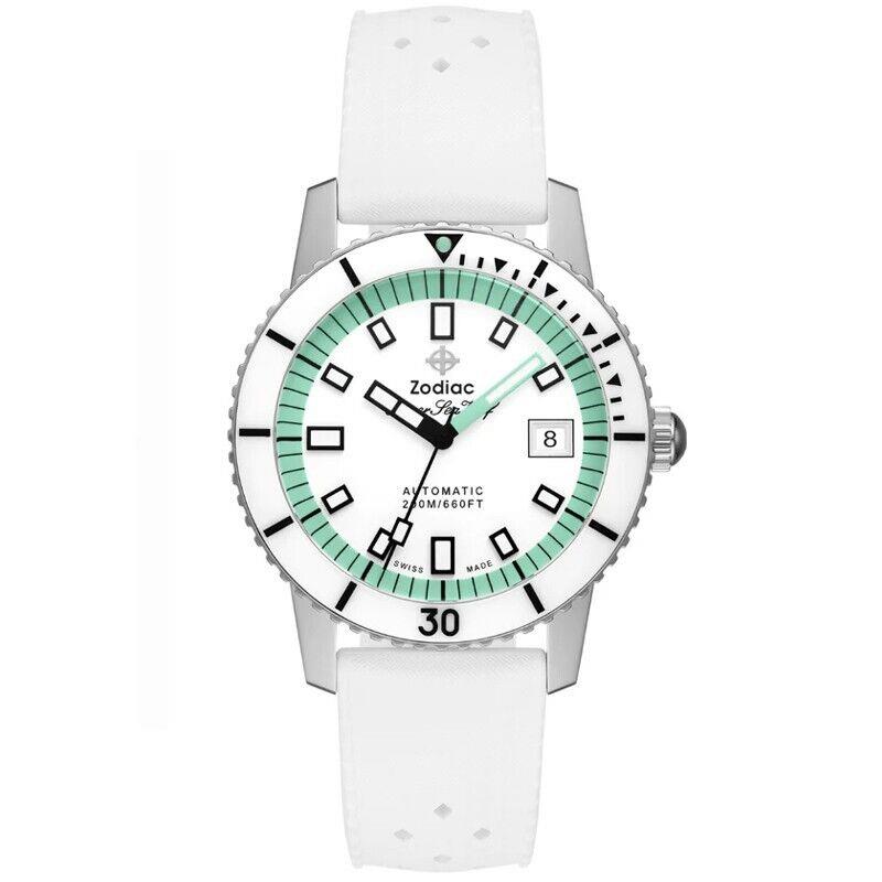 Zodiac Super Sea Wolf Compression 40MM White Rubber Men`s Watch ZO9309