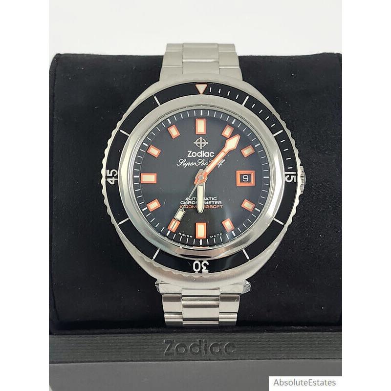 Zodiac Super Sea Wolf Saturation Diver Automatic Black Silver Watch ZO9509