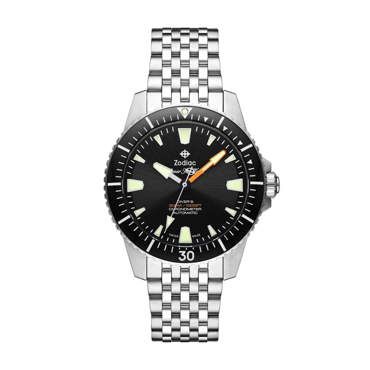 Zodiac Super Sea Wolf Pro Diver Automatic Iso Certified Silver Watch 42mm ZO3552