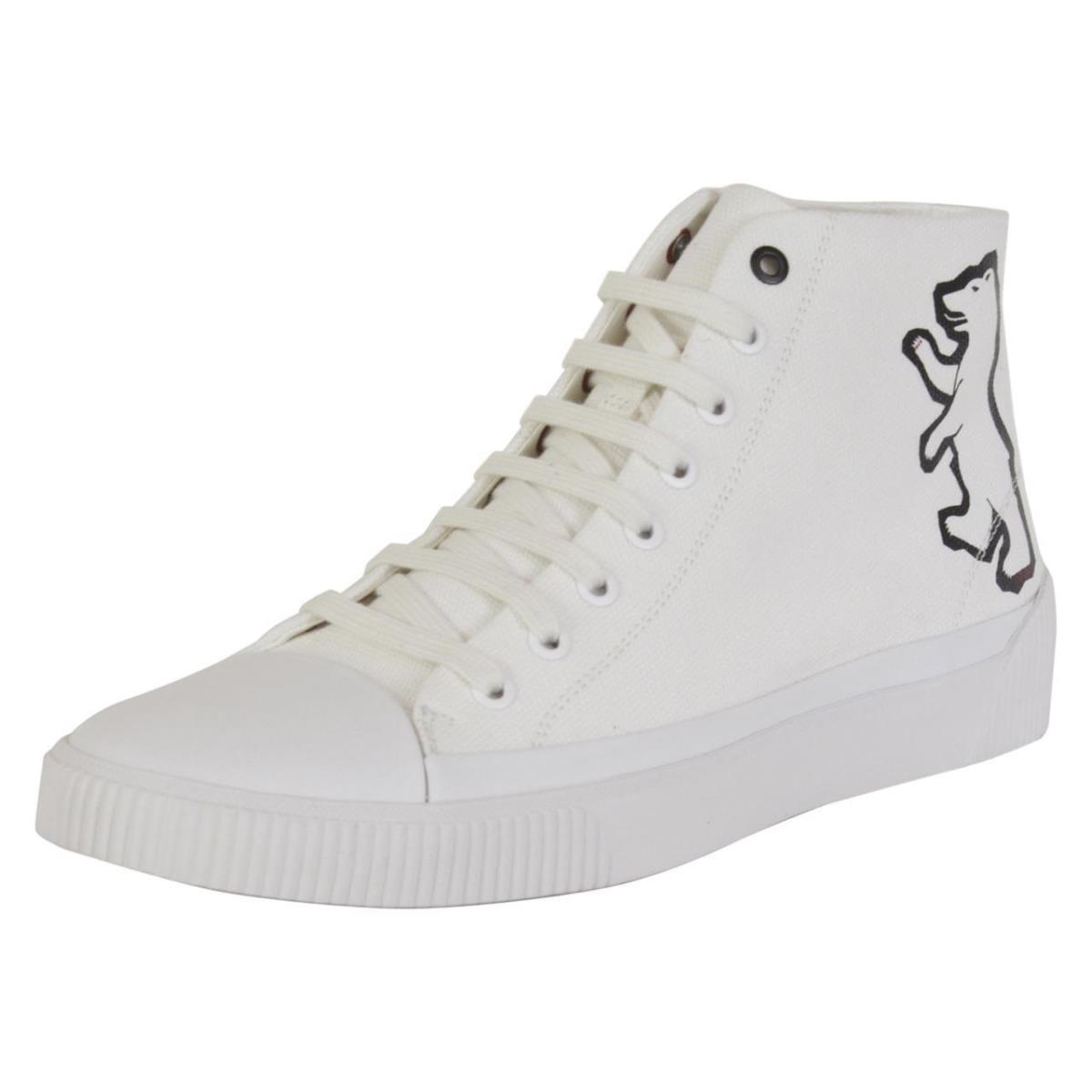 Hugo Boss Men`s Zero White High-top Bear Sneakers Shoes