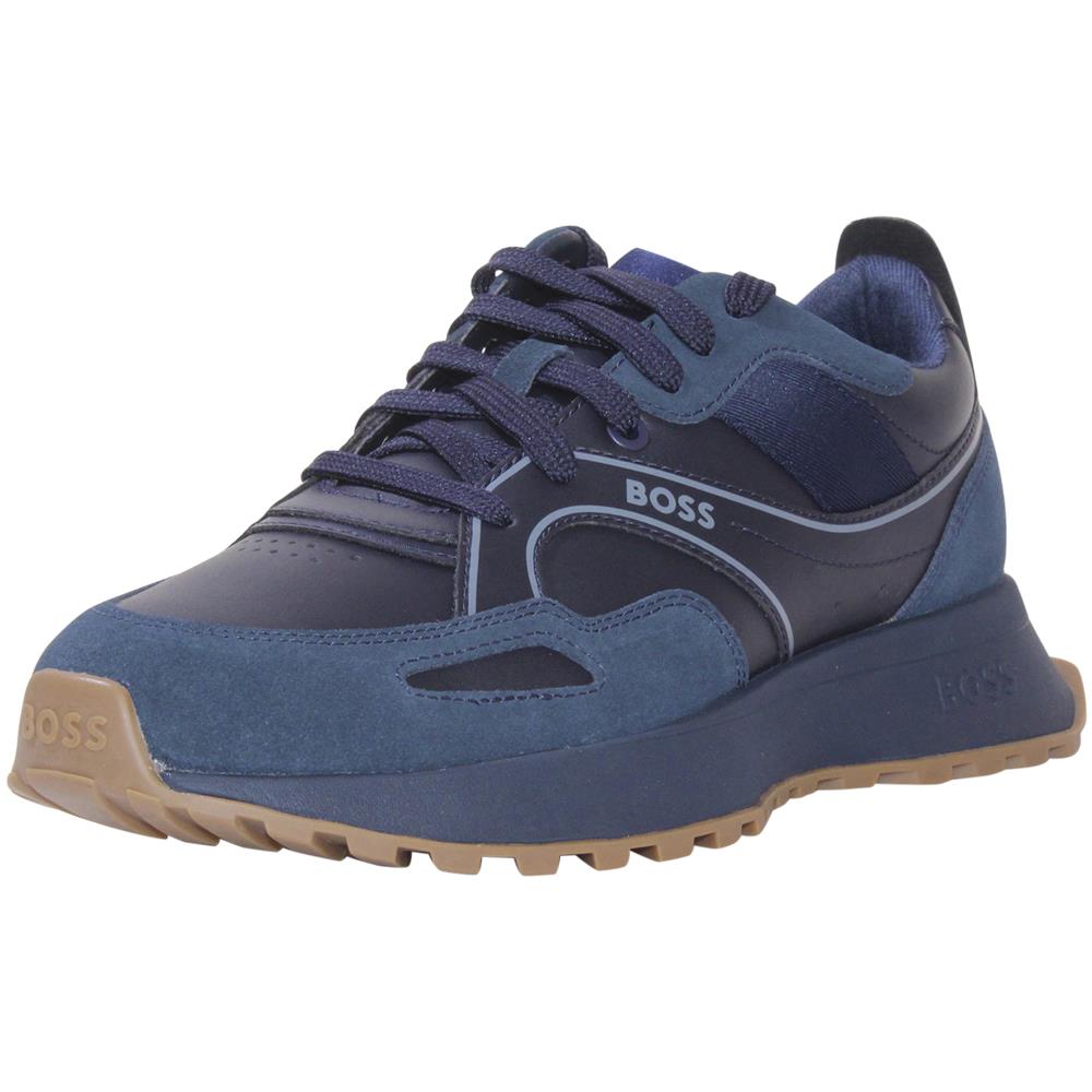 Hugo Boss Men`s Jonah Sneakers Dark Blue Suede Low-top Running Shoes