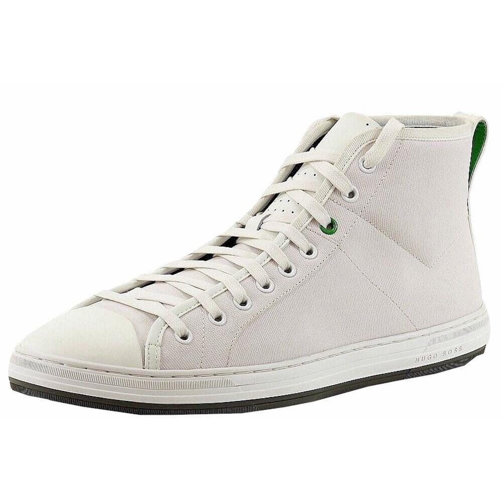 Hugo Boss Men`s Dynamo White Canvas/leather Sneakers Shoes