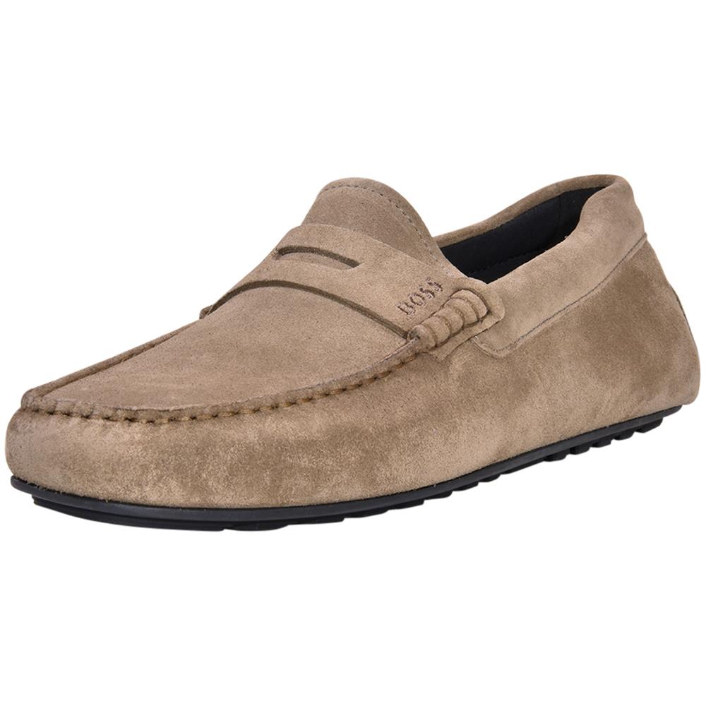 Hugo Boss Men`s Noel Moccasin Medium Beige Slip-on Loafer Shoes