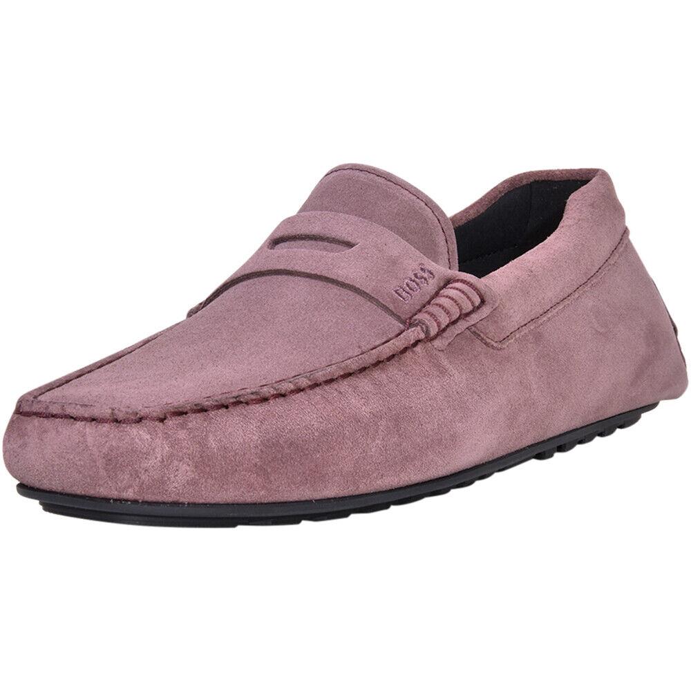 Hugo Boss Men`s Noel Moccasin Open Pink Slip-on Loafer Shoes