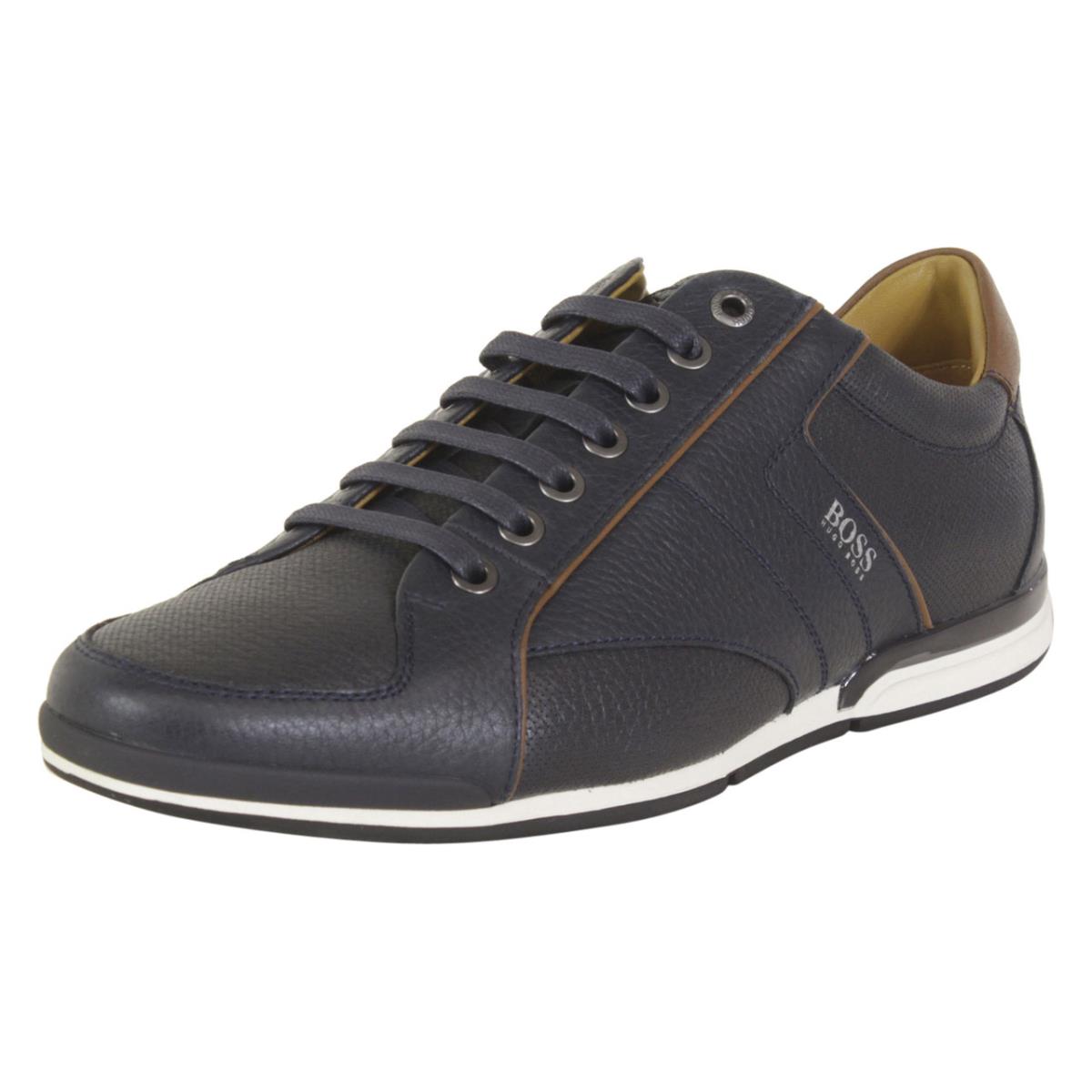 Hugo Boss Men`s Saturn Dark Blue Memory Foam Perforated Sneakers Shoes