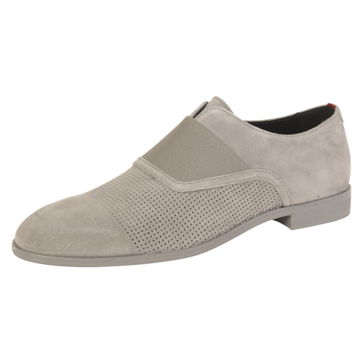 Hugo Boss Men`s Smart Light/pastel Grey Loafers Shoes