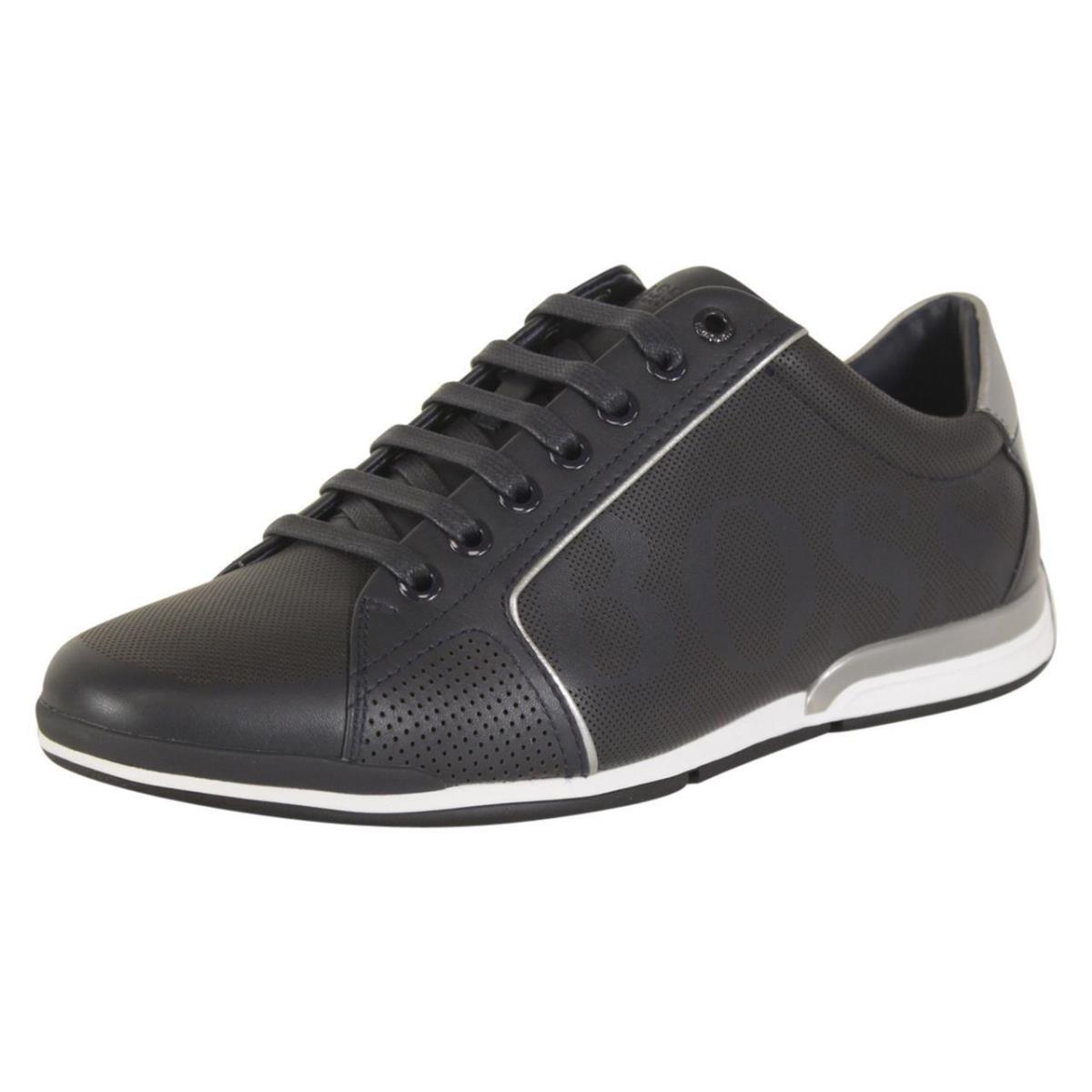 Hugo Boss Men`s Saturn Dark Blue Logo Sneakers Shoes