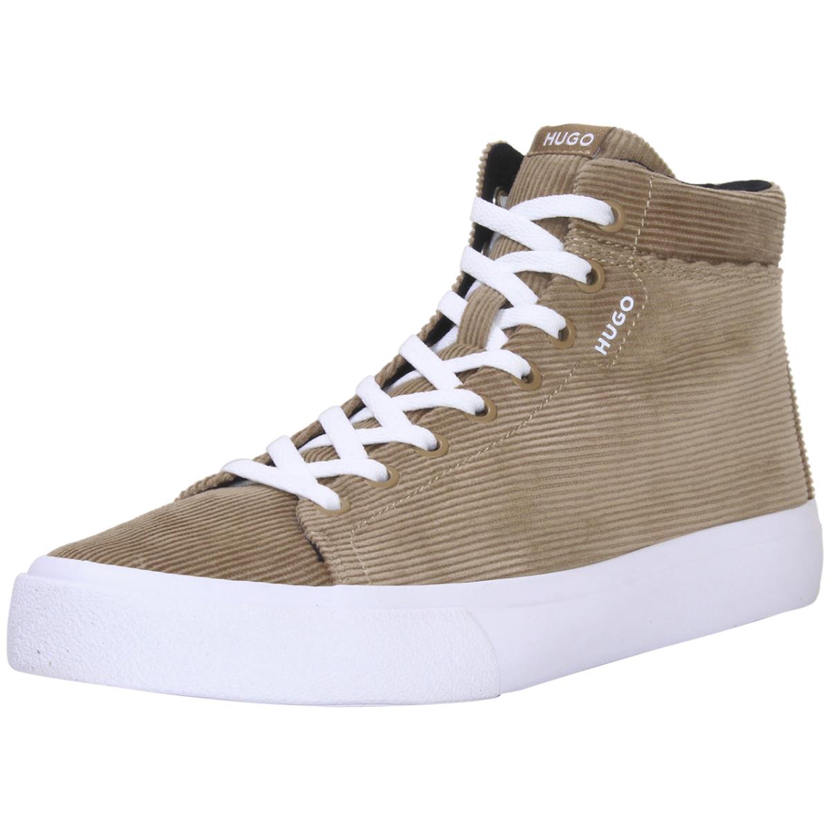 Hugo Boss Men`s Dyerh Sneakers Corduroy High-top Shoes Light/pastel Brown