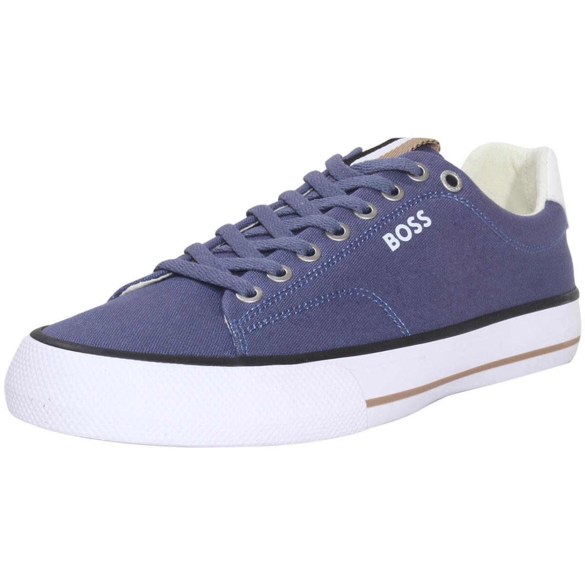 Hugo Boss Men`s Aiden Sneakers Low-top Canvas Shoes Bright Blue