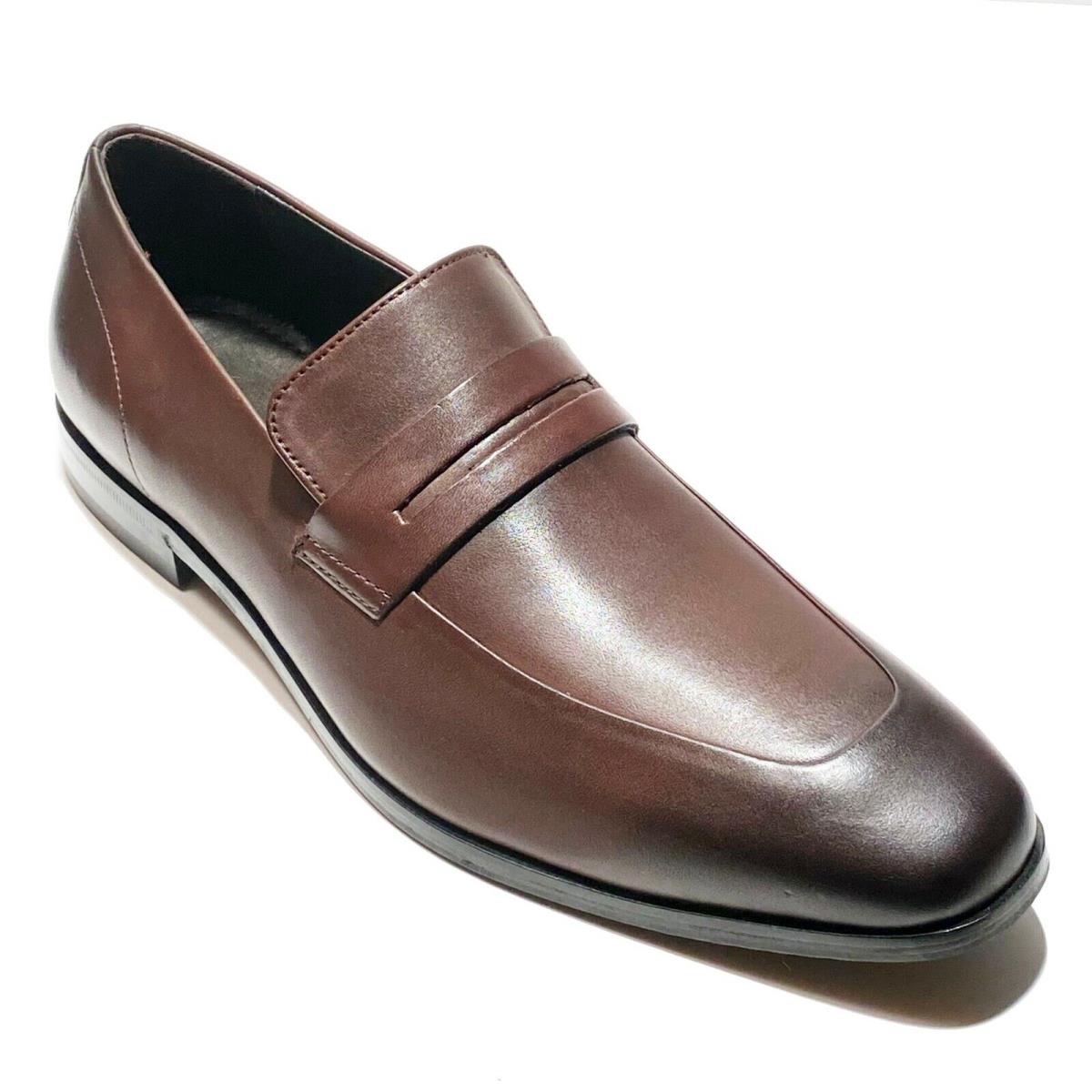 Hugo Boss Penny Loafers 7.5 Men`s Dark Brown Leather Dress Highline Loaf Bupe