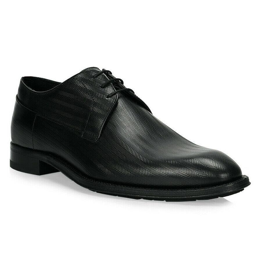 Hugo Men`s Allure Printed Leather Derby Oxfords Black Size 11.5