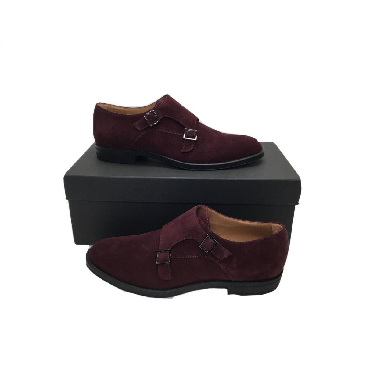 Hugo Boss Men`s Coventry Monk Suede Dark Red Size 8.5