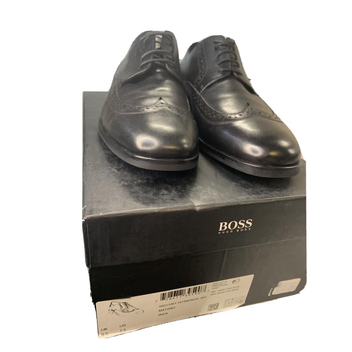 Hugo Boss Black Leather 50211001 Wingtip Oxfords Business Dress Shoes Sz 7.5