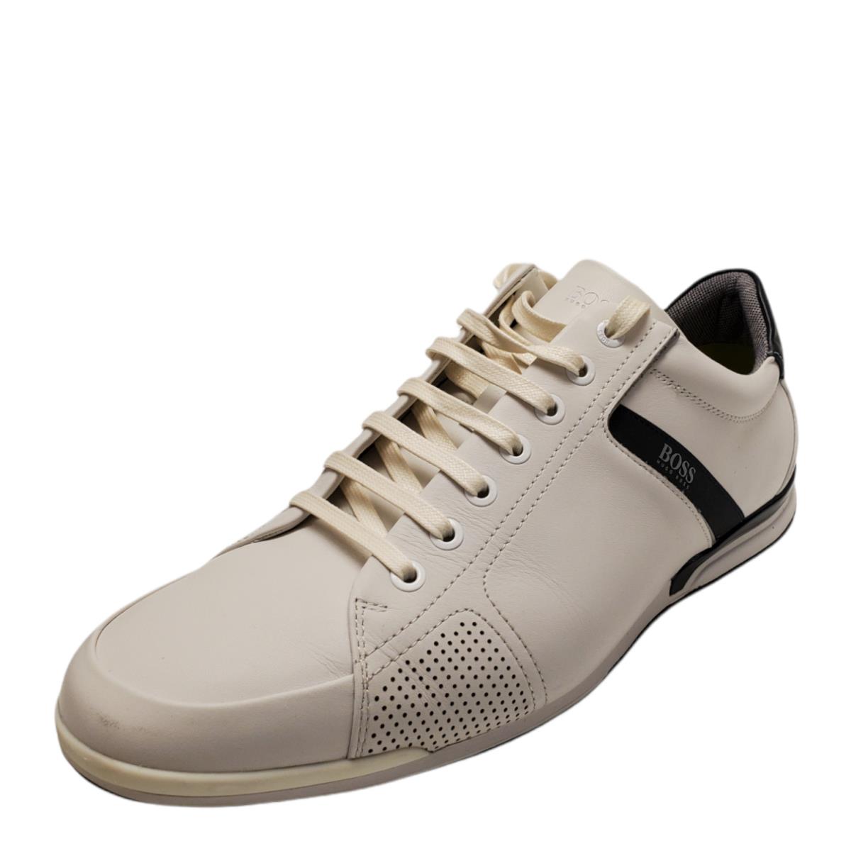 Hugo Boss Men`s Saturn Low-top Sneakers Leather White 12M 208