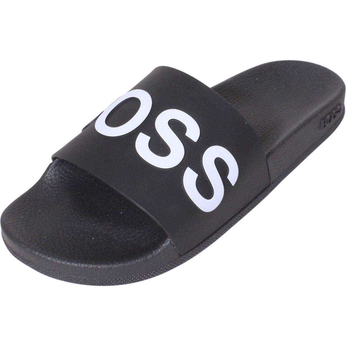 Hugo Boss Bay Slides Black Men`s Sandals Shoes 50425152 Sz: 9