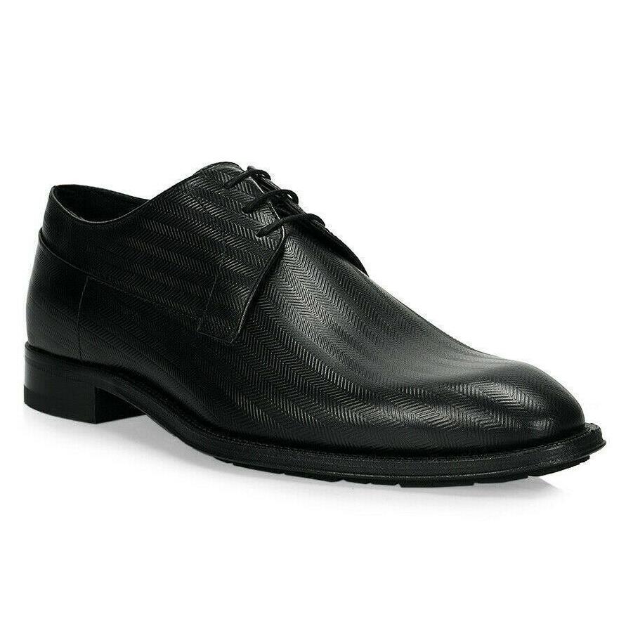 Hugo Men`s Allure Printed Leather Derby Oxfords Black Size 7.5