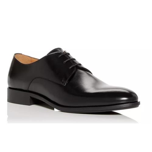 Hugo Boss Men`s Highline Black Leather Derby Shoes SZ 7.5