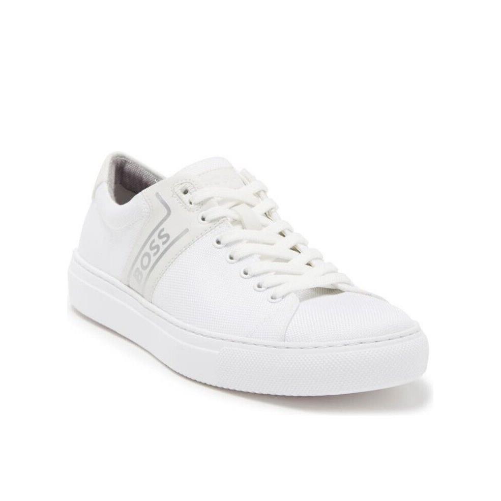 Hugo Boss Men`s Enlight White Nylon Leather Tennis Shoes Sneakers Size 13 US