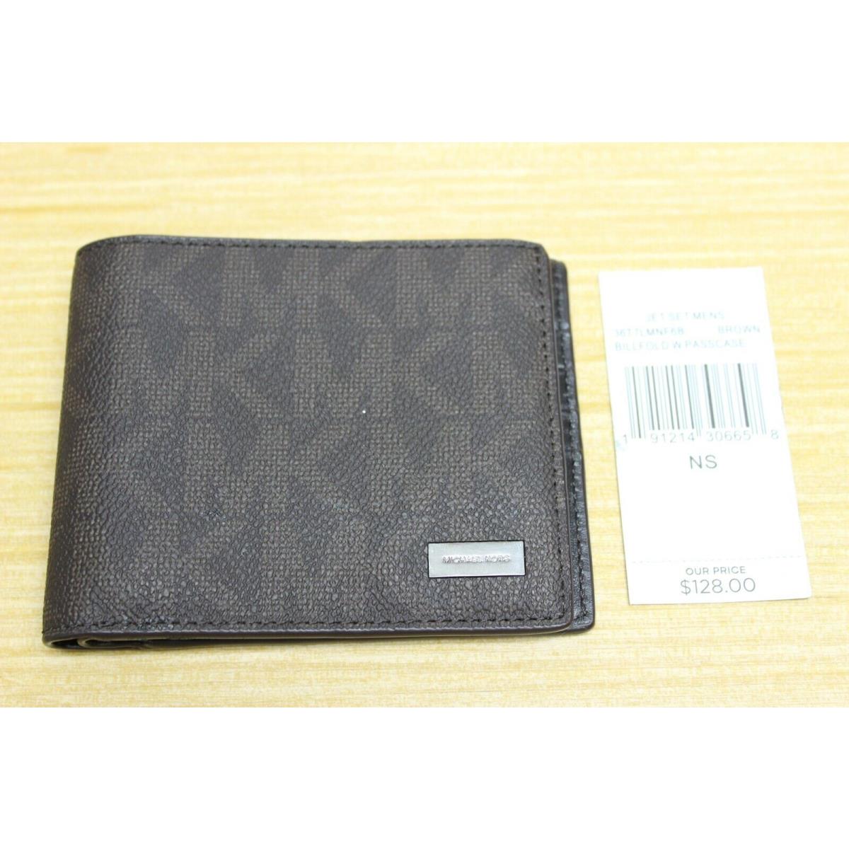 Michael Kors Men`s Jet Set Billfold Wallet 2CC Card w/ Passcase Brown