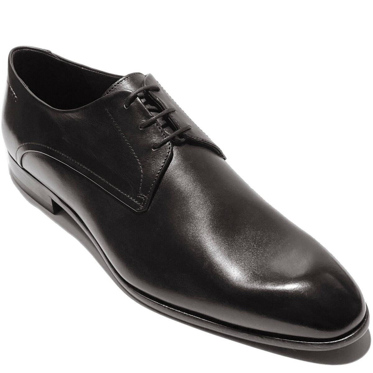 Hugo Boss Black Leather Plain Toe Dress 7 40 Men`s Shoes Derby Formal Casual