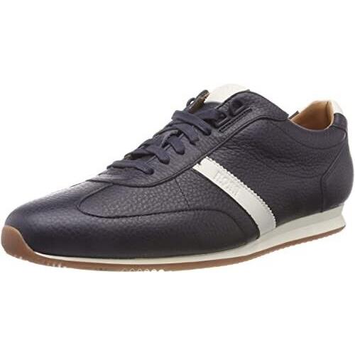 Hugo Boss Dark Blue Men`s Orlando Tumbled Leather Sneakers Size 12