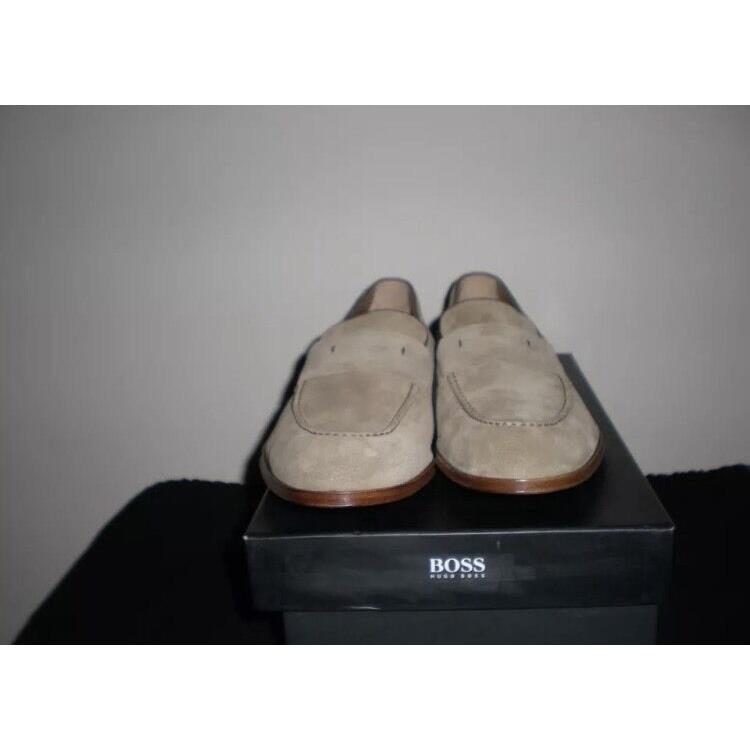 Hugo Boss Men`s Slip On Driver Loafer Suede Beige Tan 7 8