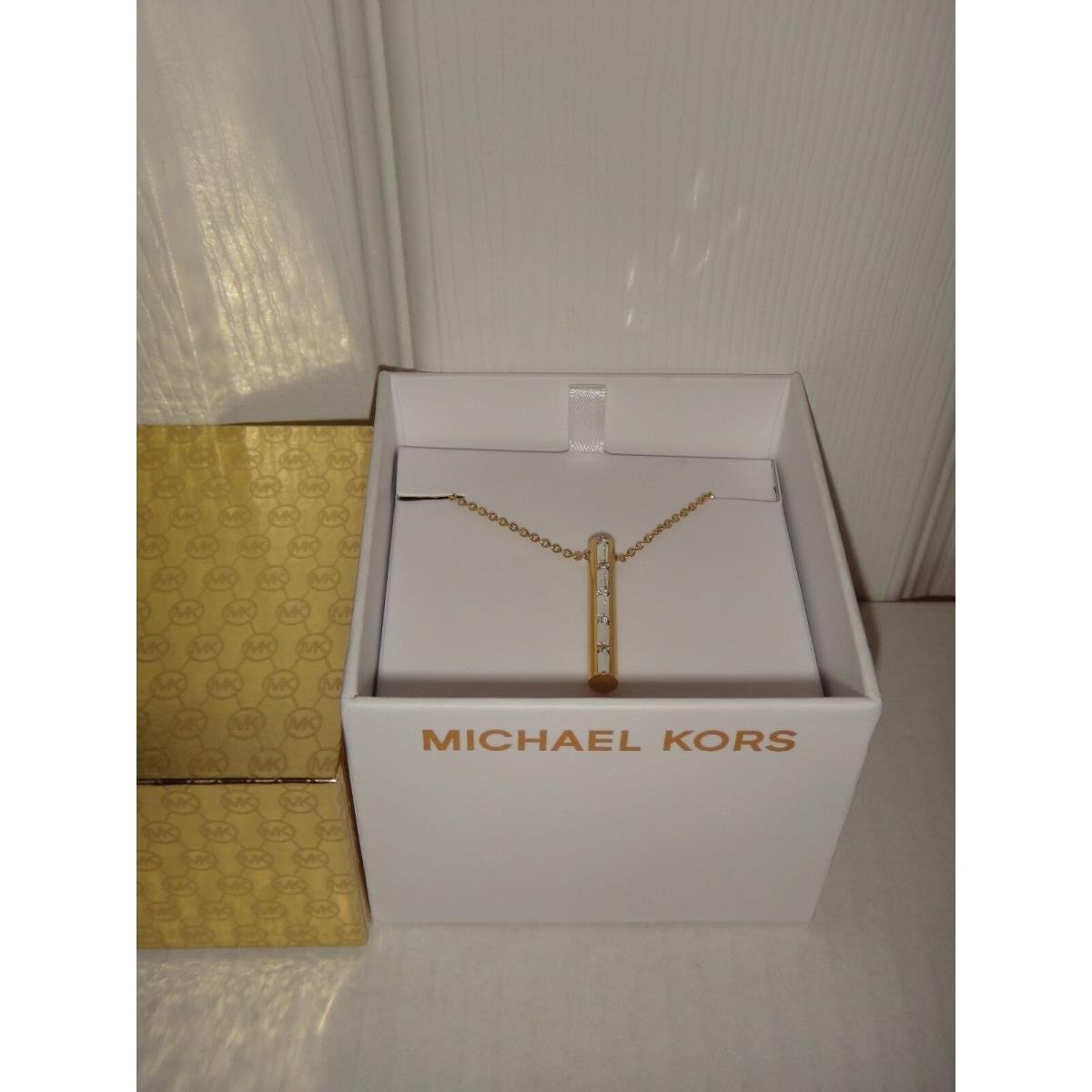 Michael Kors Black Tie Affair Yellow Gold Necklace Crystals MKJ6074710 + MK Box
