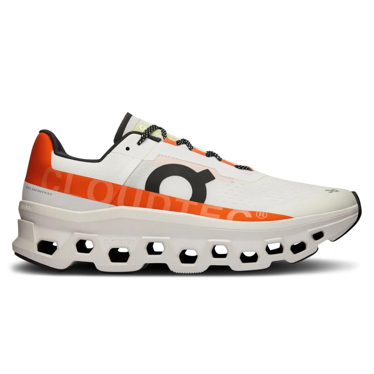 On Running Cloudmonster `undyed White Flame` Orange 61 98086 Men`s Size 8.5-13