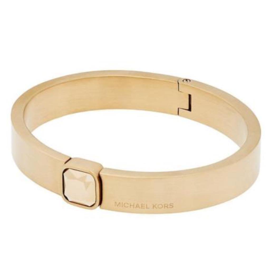 Michael Kors Urban Rush Gold Bangle Bracelet Square Crystal MKJ5801710 + MK Box