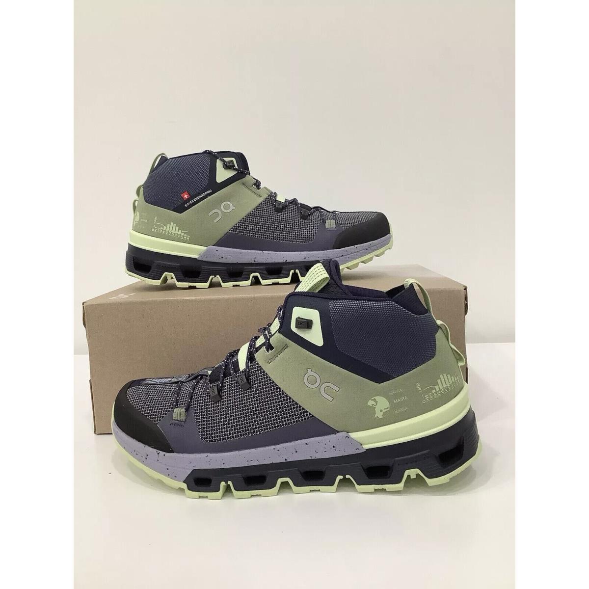 On Running Cloudtrax Hiking Shoe Sneaker Reseda/lavender Woman Size 7