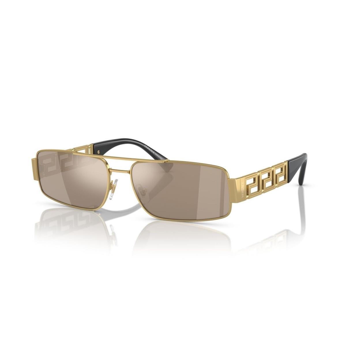 Versace VE2257 10025A 60mm Gold Light Brown Mirror Dark Gold Men`s Sunglasses