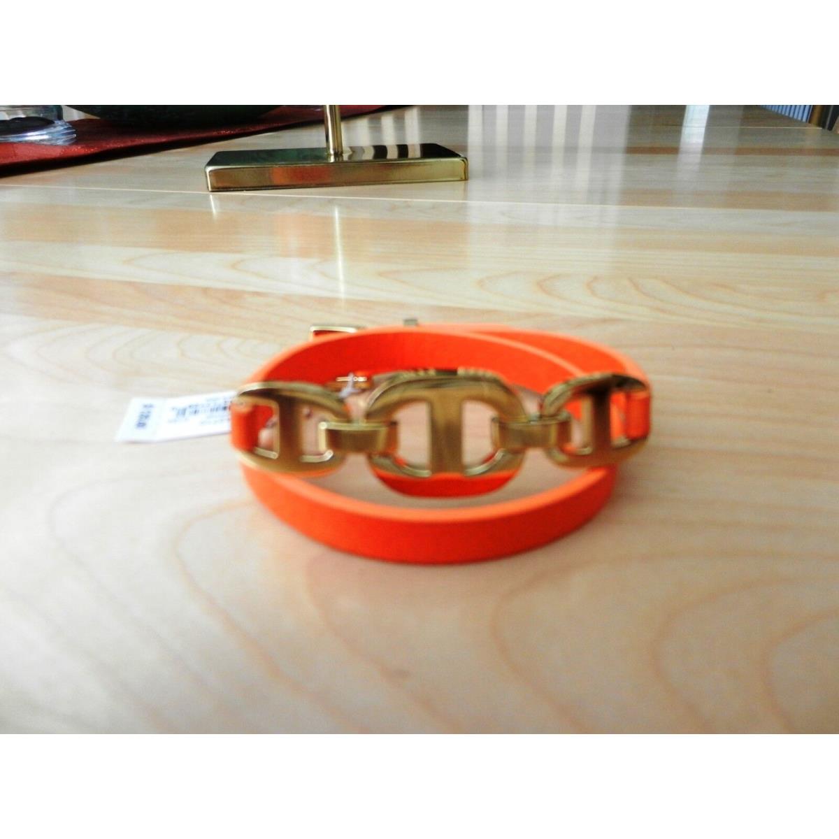 Michael Kors Gold-tone Maritime Leather Bracelet in Orange