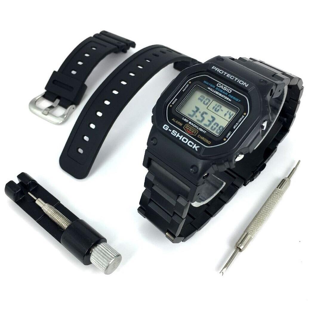 Casio G-shock DW5600E-1V Mod 5600 with Black Pvd Steel Bracelet