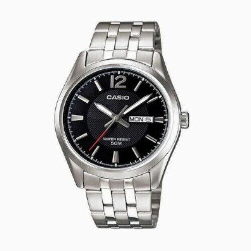 Casio Mens Quartz WR50m Black Textured Dial Watch MTP-1335D-1A