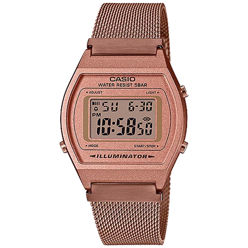 Casio Vintage B640WMR-5A Unisex Quartz Watch 35mm Case Rose Tone Strap - Dial: Rose Gold, Band: Rose Gold, Bezel: Rose Gold