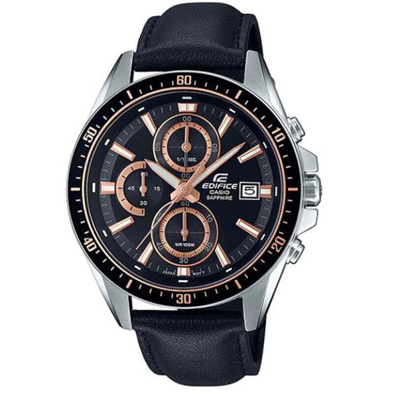 Casio Edifice Non-reflective Coating Sapphire Glass Black Leather EFR-S565L-1A