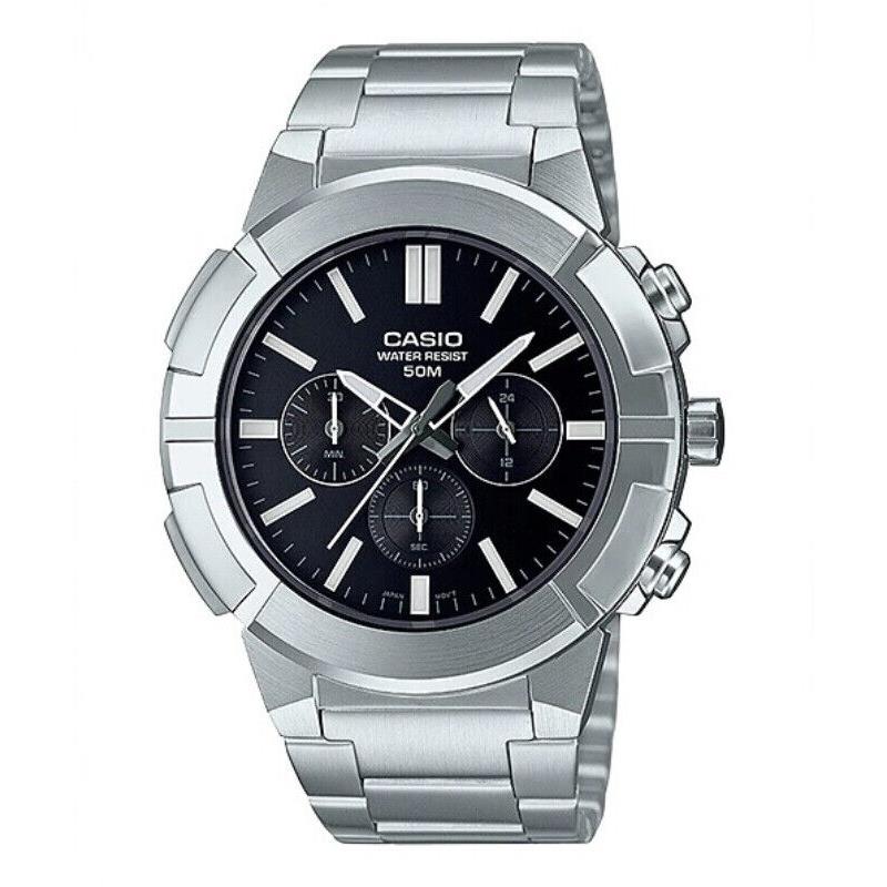 Casio Stainless Steel Band 24-hour Indicator Chronograph One-touch MTP-E500D-1A