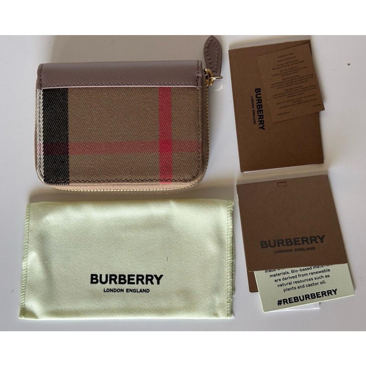 Burberry MN Zip Around Check Gray Mink/brown Wallet 80845261