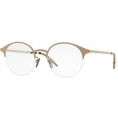 Burberry BE1328 1236 Eyeglasses Women`s Beige/gold Semi Rim Round Shape 51mm