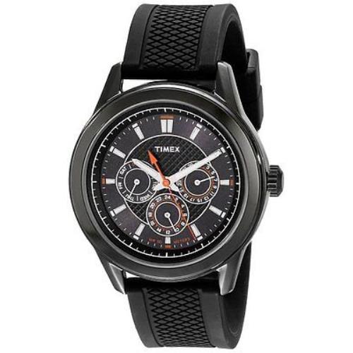 New-timex Ameritus Black Tone Multi Function Black Rubber Band Watch T2P179KW