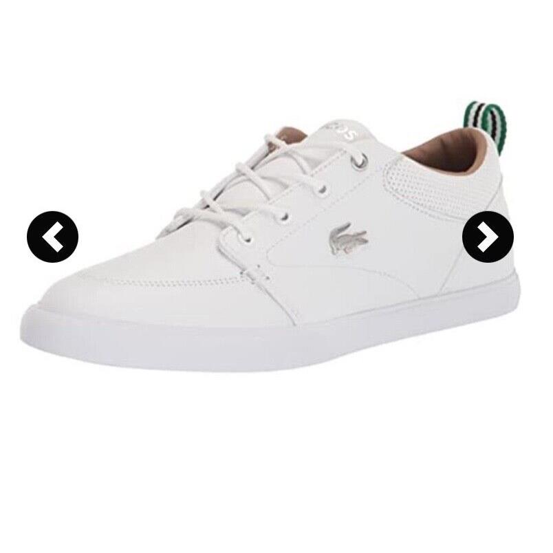 Lacoste Men`s Bayliss Vulc Prm White Leather Synthetic Sneaker Shoes 8.5 Tennis