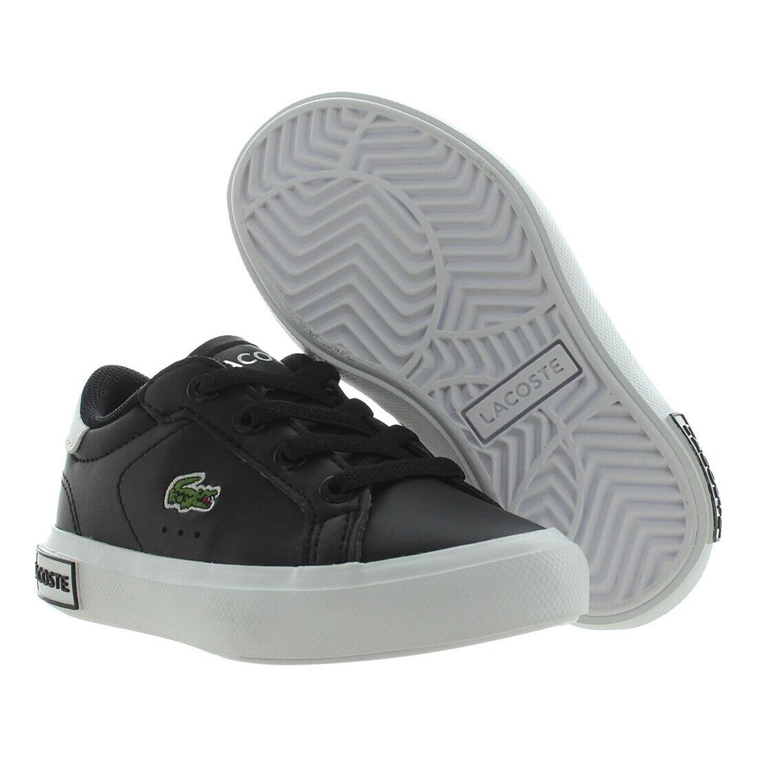 Lacoste Powercourt Infant/toddler Shoes Size 6 Color: Black/white