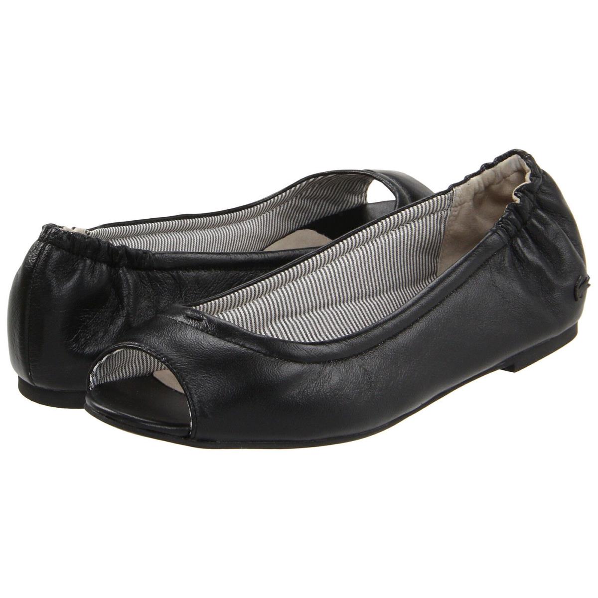 Lacoste Candale Flats Women`s Leather Classy Ballet Loafers Fashion Black 5.5